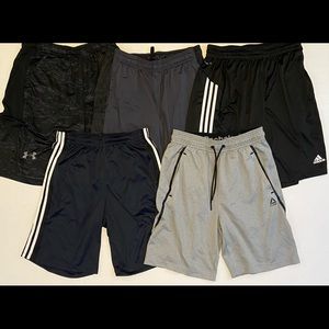 Men’s Athletic Shorts, Pack of 5, Assorted Brands, All Excellent Condition